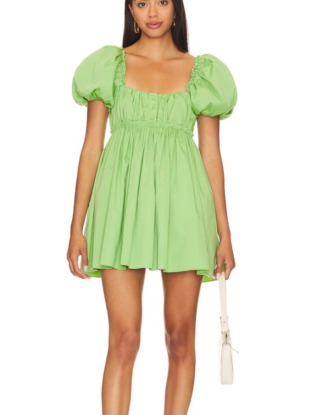 Camila Coehlo Green Babydoll Puff Sleeve Mini Dress - XS